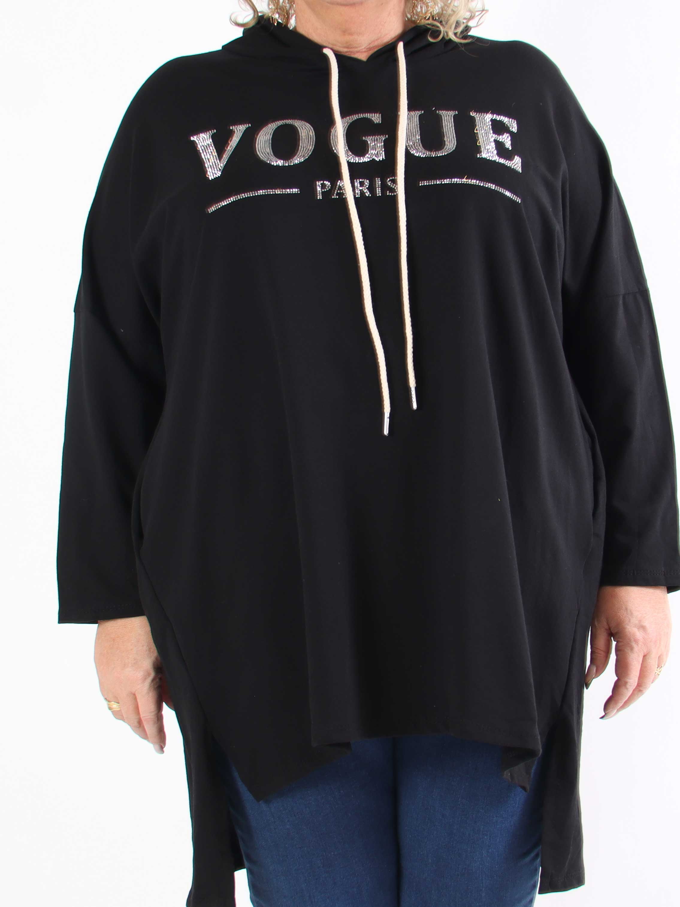 Vogue Hoodie - Hoodieklänning i plus size med mock neck